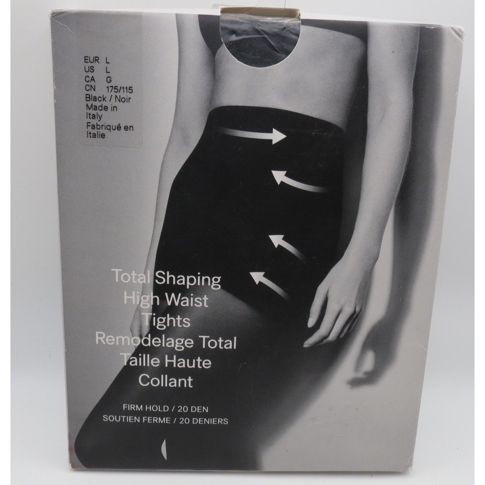 H&M Italy Total Shaping High Waist Tights Support Career Work 20 DEN Black Sz L